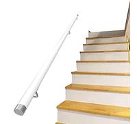 FALIYORS Rampe d'escalier antidérapante Main Courante Blanche, Maison Contre Le Mur Loft intérieur pour Personnes âgées Garde-Corps Couloir Tige de Support Ronde en Bois Massif avec Support