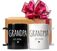 FALJIOK Tasse à café pour nouveaux grands-parents, cadeau pour la première fois 2026, promu aux grands-parents grand-mère et grand-père 2026, cadeau d'annonce de grossesse pour grand-père, grand-mère
