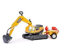 Falk - Pelleteuse Super Builder - Remorque & Accessoires - Cabine rotative & Assise ouvrante - Fabriqué en France - 140A - Jaune - Dès 3 Ans