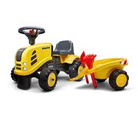 FALK - Porteur chantier Komatsu avec remorque - Dès 12 mois - Fabriqué en France - pelle et râteau inclus - 2 styles de personnalisation - Plaque d'immatriculation personnalisable - 286C