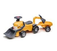 Falk - Porteur Tractopelle Marcel - Pelle Frontale - Dès 12 Mois - 90% de Plastique recy xcavatrice & Remorque - Fabriqué en France - 910N, Jaune