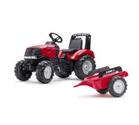 Falk - Tracteur à pédales Case IH - avec remorque - Dès 3 Ans | Volant directionnel avec klaxon, siège ajustable et remorque. Fabriqué en France