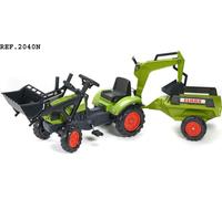 FALK Tracteur à pédales Claas Arion 410 avec godet avant et arrière et rouleau