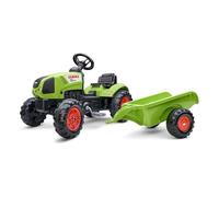 Falk Toys Tracteur à pédales Claas 2040A avec remorque, volant directionnel, dès 2 ans