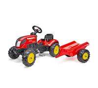 FALK - Tracteur à pédales Country Farmer - Rouge - avec remorque - Fabriqué en France - Dès 2 Ans - 2058L, Rouge et Jaune