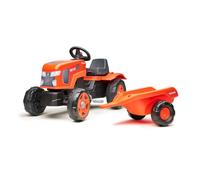 Falk Tracteur à pédales Kubota Enfant avec remorque, dès 2 Ans
