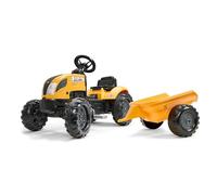 Falk - Tracteur à pédales Mighty Builder - Jaune - avec remorque - Fabriqué en France - Dès 2 Ans - 2055L