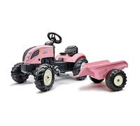 Falk Toys Tracteur à pédales Rainbow Star avec remorque 40% plastique recyclé Rose dès 2 ans