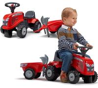 Porteur tracteur Massey Ferguson avec remorque - pelle et rateau - Rouge Rouge G