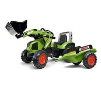 FALK - Tractopelle à pédales Claas avec et remorque - Dès 3 ans - Fabriqué en France - Pelle frontale articulée - Siège ajustable - 1011AM