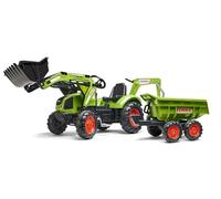 Tractopelle à pédales Claas - FALK - Volant directionnel, Selle pivotante & Excavatrice remorque - Fabriqué en France - Dès 3 ans