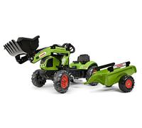 Falk Toys Les Petits Jardiniers Tractopelle à pédales Claas avec remorque – Vert dès 2 ans
