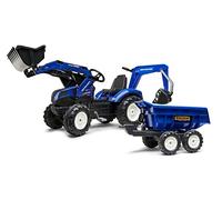 Tractopelle enfant New Holland avec remorque + excavatrice 3 à 7 ans - Falk Bleu G