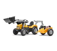 FALK - Tractopelle à pédales SuperBuilder avec excavatrice et remorque - Vert Vintage - Fabriqué en France - Pelle Frontale et excatrice articulées - Siège Rotatif - Dès 3 Ans - 2025Y