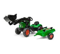 Tractopelle à pédales avec capot ouvrant et remorque vert TU
