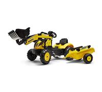 FALK - Tractopelle Komatsu avec remorque - Dès 2 ans - Fabriqué en France - pelle frontale articulée - Plaque d'immatriculation personnalisable - 2076M