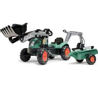Falk Vintage 2054N tracteur à pédales avec godet, pelleteuse et remorque, vert