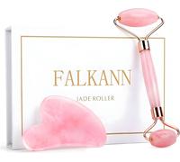 Falkann Rose Quartz Face Roller & Gua Sha Set - Jade Roller - 100% pierre naturelle - Anti-âge - réduction des rides - incl. boîte de rangement de luxe