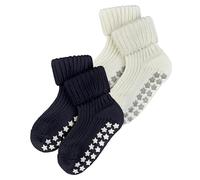 FALKE Catspads Multipack B Hp coton picots sur la semelle lot de 2 paires, Chaussettes Chaussons Mixte bébé, Multicolore Navy Blue White 0010, 62-68
