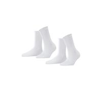 Falke Chaussettes Femme Happy – lot de 2 paires coton unies Blanc White 2000 39-42