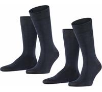 FALKE Happy Double Pack M So coton unies lot de 2 paires, Chaussettes Homme, Bleu Dark Navy 6375, 39-42