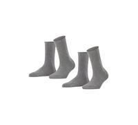 Falke Chaussettes Femme Happy Double Pack So Coton Unies Gris Light Grey Melange 3390 35-38