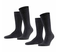 Falke Chaussettes Homme Swing Multipack M Coton uni Lot 2 paires Gris Anthracite Mélange 3080 43-46