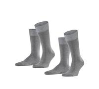 Falke Chaussettes Homme Happy Double Pack M So coton – Lot de 2 paires Gris Light Grey Melange 43-46