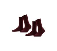 FALKE Happy Double Pack W So coton unies lot de 2 paires, Chaussettes Femme, Rouge Barolo 8596, 35-38