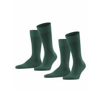 FALKE Happy Double Pack M So coton unies lot de 2 paires, Chaussettes Homme, Vert Hunter Green 7441, 43-46