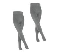 FALKE Family Multipack K Ti coton épais unis lot de 2 paires, Collants Mixte enfant, Gris Light Grey Melange 3390, 170-176
