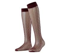 FALKE Crossroads W Kh Transparent Gemustert Chaussettes Hautes, Braun Cayenne 5950, Taille Unique Femmes