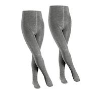 FALKE Family 2-Pack K TI coton unis lot de 2 paires, Collants Mixte enfant, Gris (Light Grey 3400), 110-116