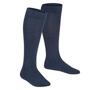 FALKE Family K KH coton unies 1 paire, Chaussettes longues Mixte enfant, Bleu (Navy Blue Melange 6490) nouveau - écologique, 31-34