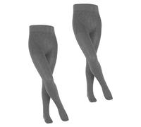 FALKE Family Multipack K Ti coton épais unis lot de 2 paires, Collants Mixte enfant, Gris Light Grey Melange 3390, 170-176
