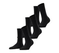 FALKE Family Multipack W So coton durable unies lot de 3 paires, Chaussettes Femme, Noir Black 3009, 35-38