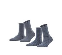 FALKE Femme Happy Stripe Multipack W So Coton Fantaisie Chaussettes, Gris Light Grey Melange 3390, 35-38 EU
