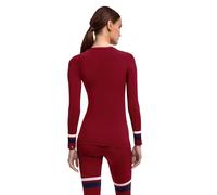 FALKE Femme Maximum Warm Round Neck W L/S SH Fil Fonctionnel Séchage Rapide Couche De Base Supérieure, Rouge Merlot 8117 Stripe, XL EU