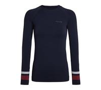 FALKE Femme Maximum Warm Round Neck W L/S SH Fil Fonctionnel Séchage Rapide Couche De Base Supérieure, Bleu Space Blue 6116 Stripe, L EU