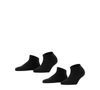 Falke Chaussettes basses Happy Double Pack, en coton, unies, lot de 2, Noir 3000, 39-42