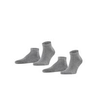 Falke Chaussettes basses Homme Happy Double Pack M Sn, lot 2 paires coton uni, Gris 47-50