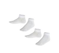 FALKE Chaussettes basses mixte enfant Happy Double Pack K – coton unies, lot 2 paires, blanc 31-34