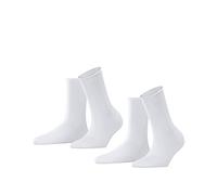 FALKE Happy 2-Pack W SO coton unies lot de 2 paires, Chaussettes Femme, Blanc (White 2000), 39-42