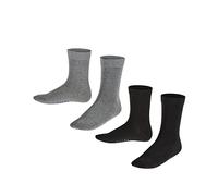 FALKE Happy Double Pack K So coton unies lot de 2 paires, Chaussettes Mixte enfant, Multicolore Black Grey 0050, 23-26