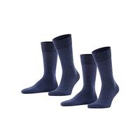 FALKE Happy Double Pack M So coton unies lot de 2 paires, Chaussettes Homme, Bleu Navy Melange 6127, 43-46