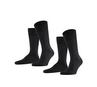 FALKE Happy Double Pack M So coton unies lot de 2 paires, Chaussettes Homme, Gris Anthracite Melange 3080, 43-46