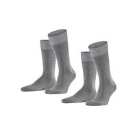FALKE Happy Double Pack M So coton unies lot de 2 paires, Chaussettes Homme, Gris Light Grey Melange 3390, 47-50