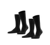 FALKE Happy Double Pack M So coton unies lot de 2 paires, Chaussettes Homme, Noir Black 3000, 47-50