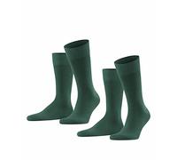 FALKE Happy Double Pack M So coton unies lot de 2 paires, Chaussettes Homme, Vert Hunter Green 7441, 43-46