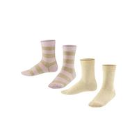 FALKE Happy Stripe Multipack K So coton fantaisie lot de 2 paires, Chaussettes Mixte enfant, Beige Sand Melange 4650, 27-30